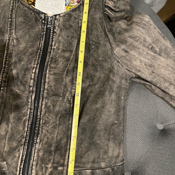 Rachel Roy Leather Jacket Size Medium Taupe/Brown - Picture 5 of 8